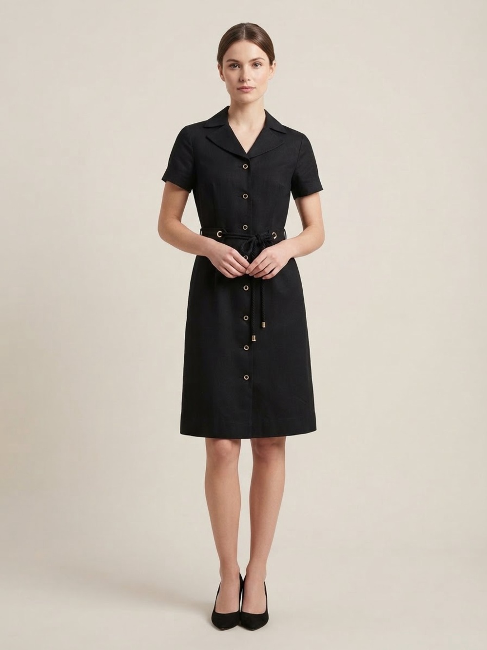 Alex Marie Black Midi Dress with Belt